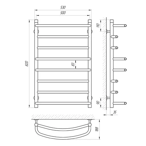Полотенцесушитель Laris Евромикс П8 500x800 71207148, Хром - фото 2