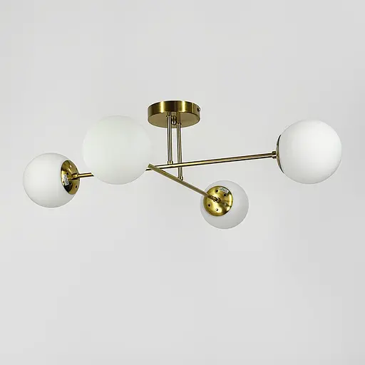 Люстра у латунному корпусі із 4-ма білими плафонами Ø 73 см | Арт. S 7072/4 TBS+WT | Line F - фото 5