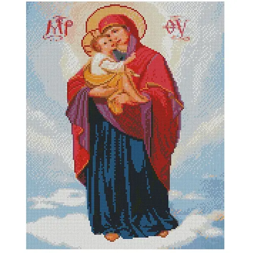 Алмазна мозаїка Ікона Августівська Божа Матер 40х50 см алмазна вишивка на підрамнику - фото 1