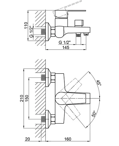 Смеситель для ванны Brinex 35C 006N, Chrome (k35) BRIN35C006N - фото 6