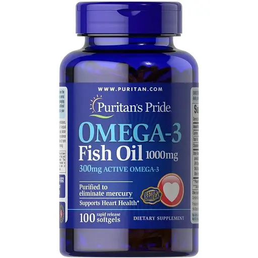 Жирные кислоты Puritan's Pride Omega 3 Fish Oil 1000 mg, 100 капсул