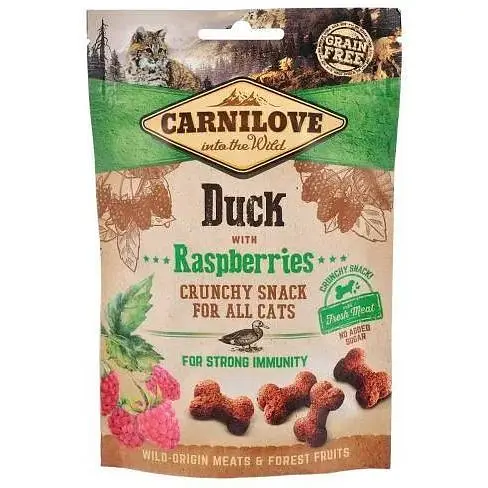 Лакомство Carnilove Cat Crunchy Snack для кошек утка и малина 50 г - фото 1