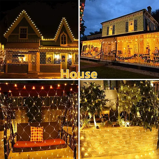 TIYUPA 3M x 2M Уличные сетчатые светильники, 204 светодиодные сказочные гирлянды - фото 4