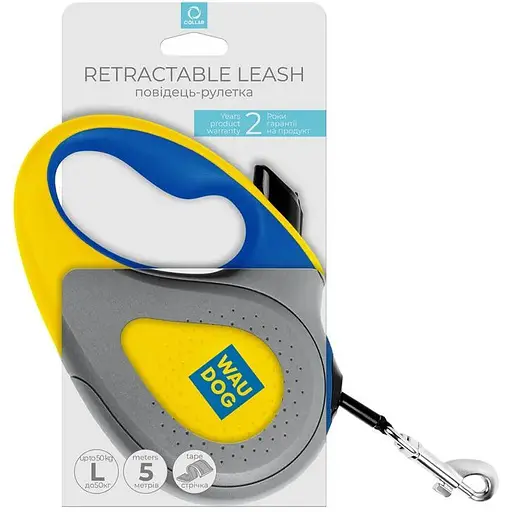 Повідець-рулетка для собак Waudog R-leash, малюнок "Colors of freedom", L, до 50 кг, 5 м, світловідбивна стрічка - фото 5