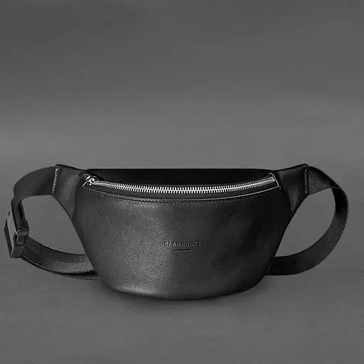 Шкіряна поясна сумка-бананка Kanny чорна - фото 6