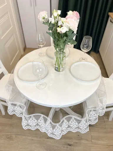 Силіконова скатертина з молочним мереживом Петек 15 см 290х150 см - фото 5