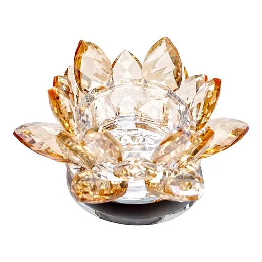 Подсвечник HP-4-91 крутящийся лотос стеклянный на одну свечу 11 x 11 x 6 см Золотистый - фото 5