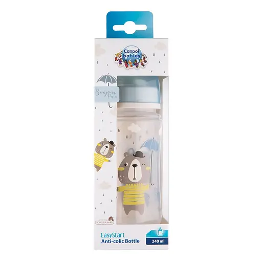 Бутылка с широким антиколиковым отверстием 240 мл "Bonjour Paris" Canpol babies Cиня - фото 6