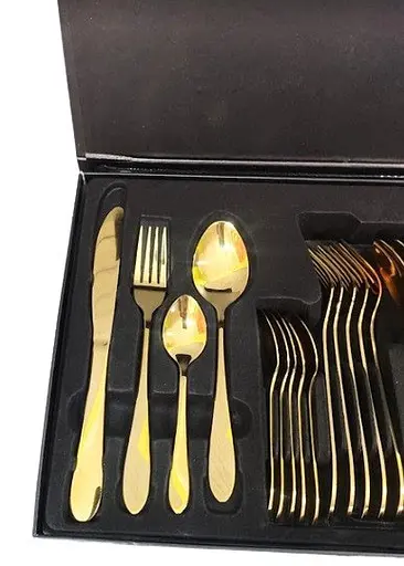 Набор столовых приборов A-Plus 1421 Gold 6 персон 24 Золотой - фото 4