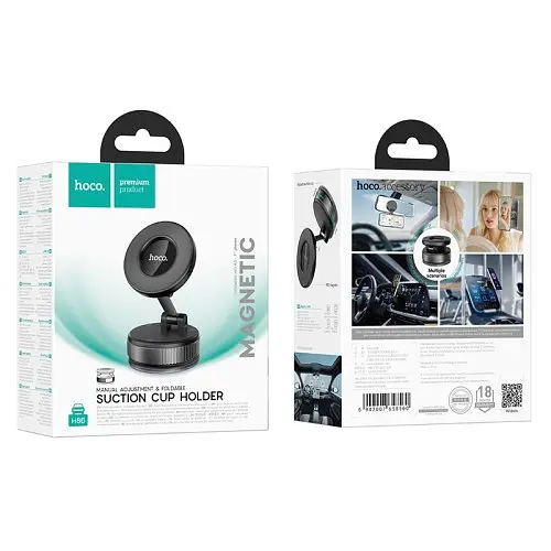 Автодержатель Hoco H86 Dragon manual suction cup magnetic holderuniversal черный серый - фото 9
