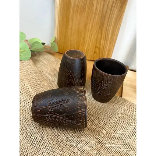 Склянка 0.4 літра керамічний (глиняний) різьблений Колосок - фото 4