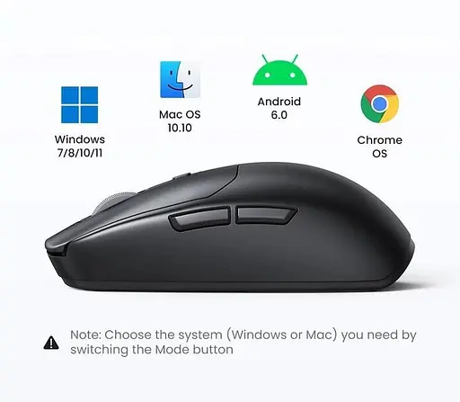 Бездротова миша Ugreen MU103 Modes Mouse чорний Wi червоний 2.4 GHz BT Type-C Charging 3-devices support (90539) - фото 2