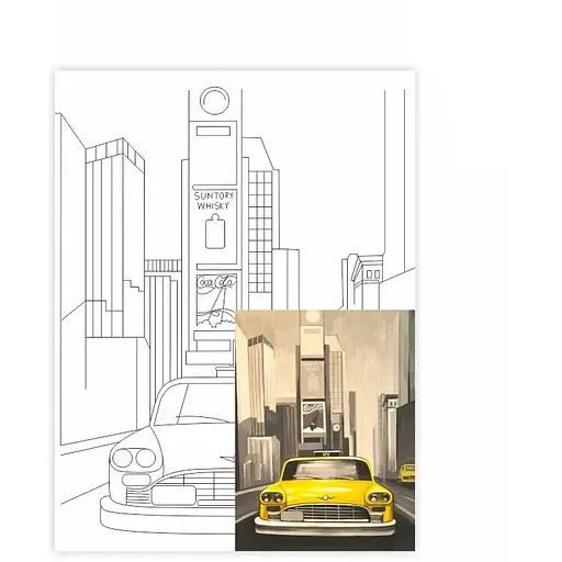 Полотно на картоне с контуром Rosa Start Города Нью-Йорк 30×40 хлопок акрил