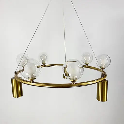 Підвісна люстра-кільце на 6 плафонів та 3 споти d 60 | Арт. SG 46-750 GD | Line F - фото 5