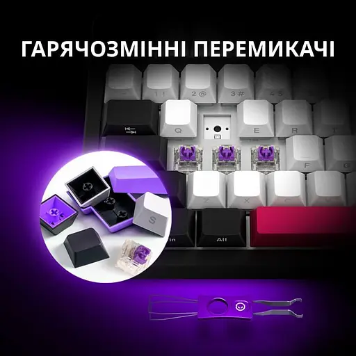 Клавіатура Lorgar KBP70MW Pro Wireless 65% Compact Black Red EN/UA (LRG-KBP70MW-BK-US) - фото 12