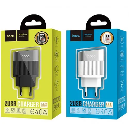 Зарядный с экраном Hoco C40A Speedmaster Charger 2usb 2.4 ампера - фото 3
