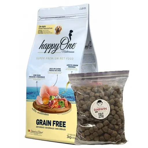 Сухой корм для взрослых собак всех пород happyOne Mediterraneum Adult Dog Fresh Meat со свежим мясом беззерновой 1 кг на вес - фото 1