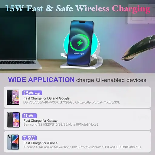 Нічник з Bluetooth-динаміком, 5 режимами освітлення і бездротовим зарядним пристроєм - фото 4