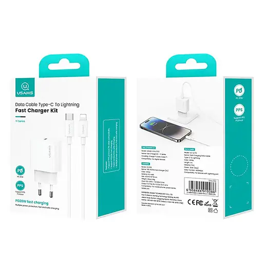 МЗП Usams US-CC226 Kit-Yi Ser. 20W (1USB-C) + кабель Type-C to Lightning White - фото 5