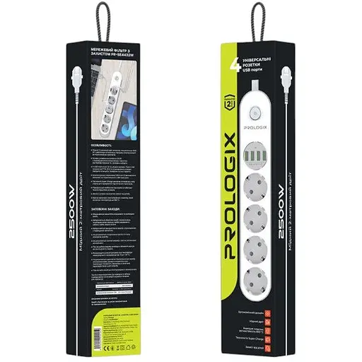 Мережевий фільтр-подовжувач ProLogix SE-4432W Premium 4 розетки 4xUSB 2 м - фото 4