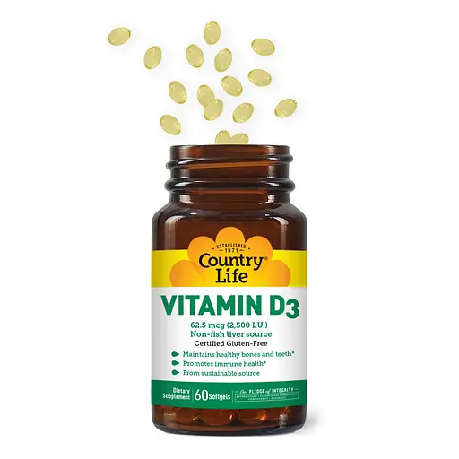 Вітаміни та мінерали Country Life Vitamin D3 2500 IU, 60 капсул - фото 3