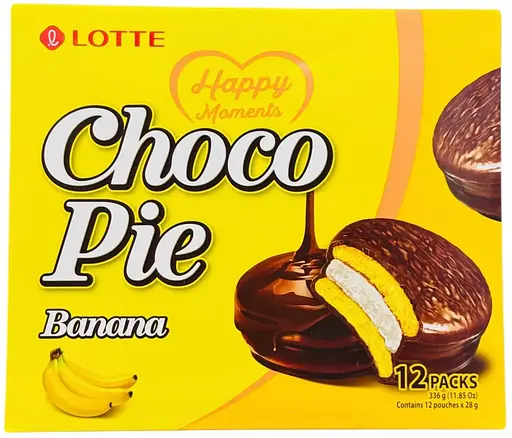 Печиво Тістечка Lotte Чокопай Банан Choco Pie Banana 12 шт 336 г