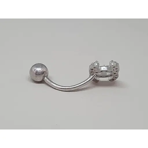 Серебряная серьга для пирсинга пупка з фианитами. 7030.1С - фото 2