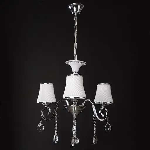 Люстра підвісна Brille кришталева з абажуром E14 40W CH (BCL-384S/3) - фото 4