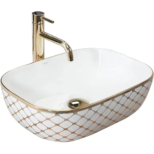 Умивальник Rea Belinda diamond накладний білий/золото REA-U8471, Білий - фото 1