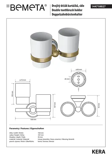 Склянки з тримачем Bemeta Kera кераміка 144710027 білий - фото 2