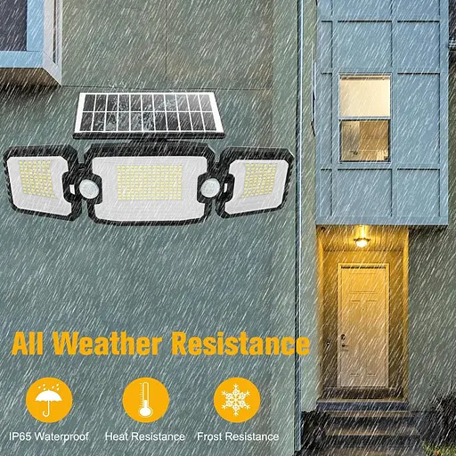 2 шт Уличные солнечные светильники hixyer, 305 светодиодов 3000LM, настенные светильники с датчиком движения на солнечной батарее и подв. - фото 4