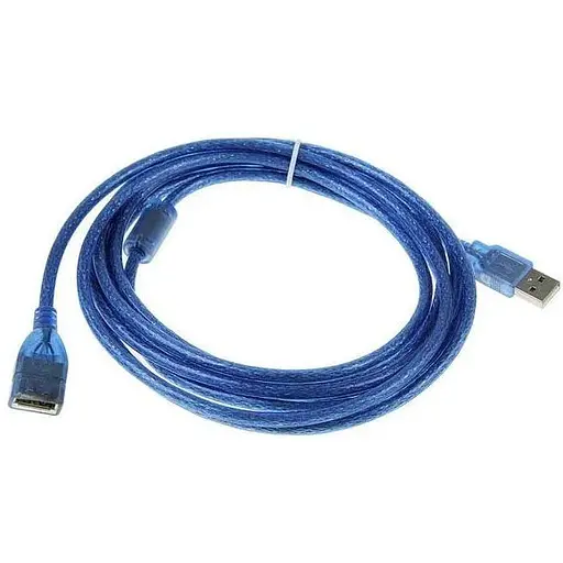 Удлинитель USB 2.0 5 метров – папа – мама – полупрозрачный синий - фото 1