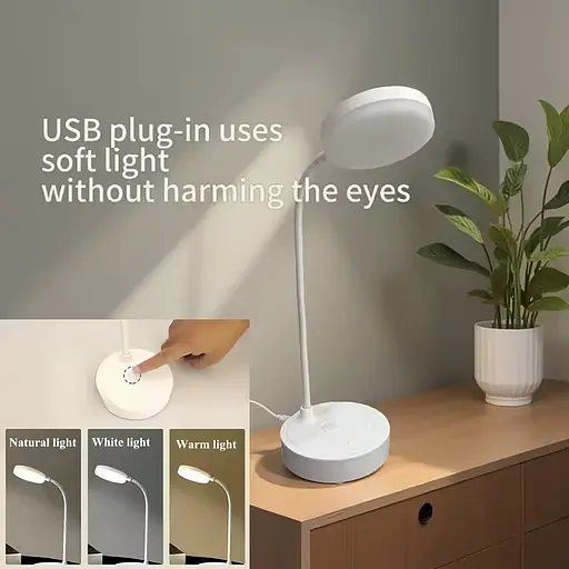 Мінімалістична настільна світлодіодна лампа з USB-живленням і сенсорним керуванням Білий 88202 - фото 5