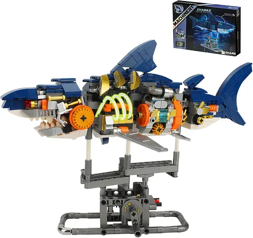 Конструктор акула MJI механический двусторонний коллекция живой мир рыбы для взрослых и детей 687 деталей - фото 2