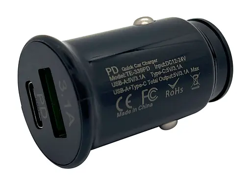 Автомобильное зарядное устройство XON UniLink Type-C 15W (PD15) + 5V/3.1A Black (CU00AC31AB 3395) - фото 4