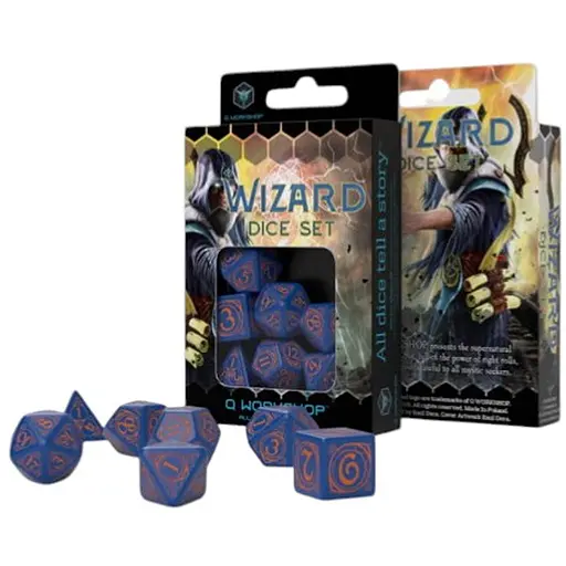 Набір кубиків Wizard Dark-blue & orange Dice Set , 7 шт. (SWIZ90) - фото 1