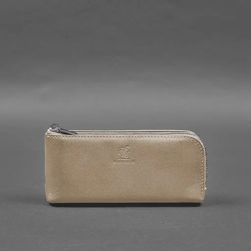 Кожаный портмоне-купюрник на молнии 14.0 светло-бежевый - фото 8