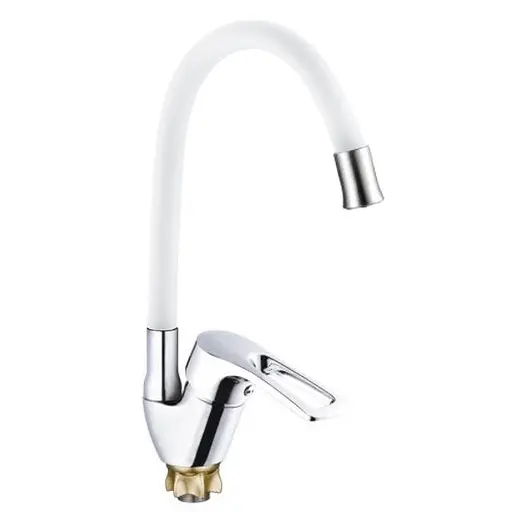 Змішувач для кухні Zegor YUB4-F181KW гнучкий гусак білий 30412 - фото 1