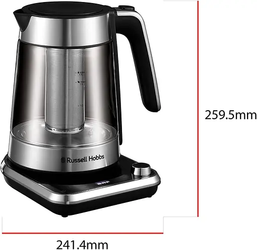 Russell Hobbs Электрочайник Attentiv Kettle, 1.7л, Strix, стекло, база с хранилищем для шнура, серый - фото 6
