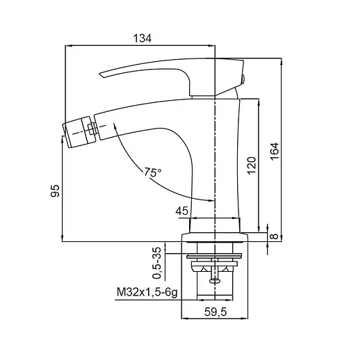 Змішувач для біде Koer KB-20007-01 KR3458 Хром - фото 2