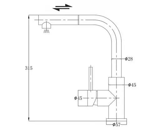 Змішувач для кухні Omnires Albany інокс AB1455IN Нержавіюча сталь - фото 2
