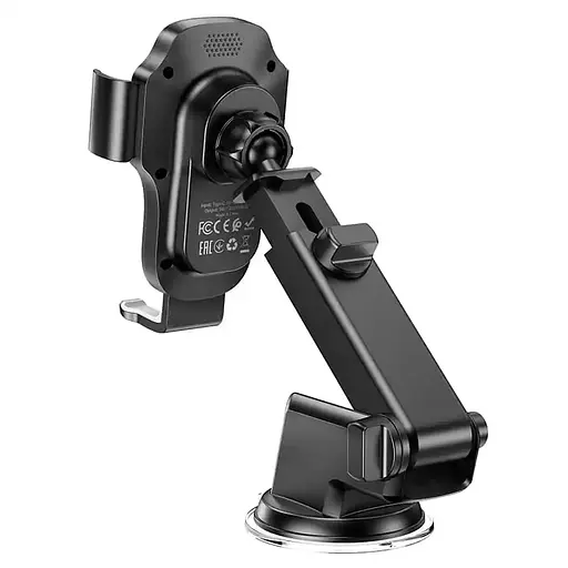 Автотримач для телефона з БЗП HOCO HW3 Wise automatic induction wireless fast charging car holder(center console) Black - фото 4