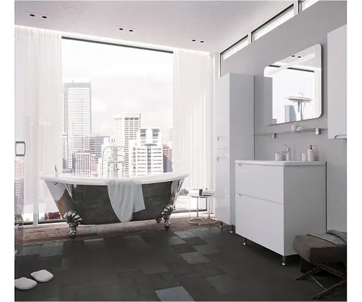 Пенал підлоговий Sanwerk "Ера" 35 білий з корзиною, лівий (MV0000412), Білий - фото 2