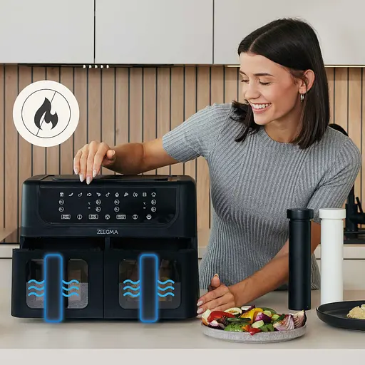 Аерофритюрниця двокамерна Zeegma Dual 9л Black - фото 2