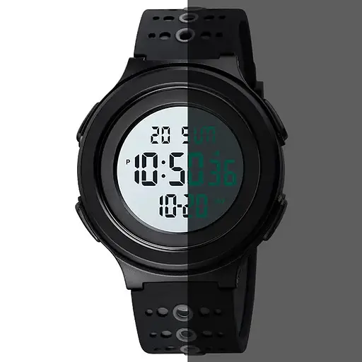 Чоловічий наручний годинник Skmei 1733 (Чорний з білим) - фото 3