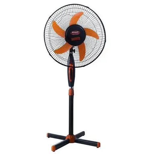 Напольный поворотный электрический вентилятор Wimpex WX-1612 с защитной решеткой 100Вт Черный/Оранжевый - фото 1