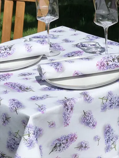 Водовідштовхувальна Скатертина з 3D принтом Бузок 100х100 см (+ 4 серветки 30х40) Бузковий - фото 7