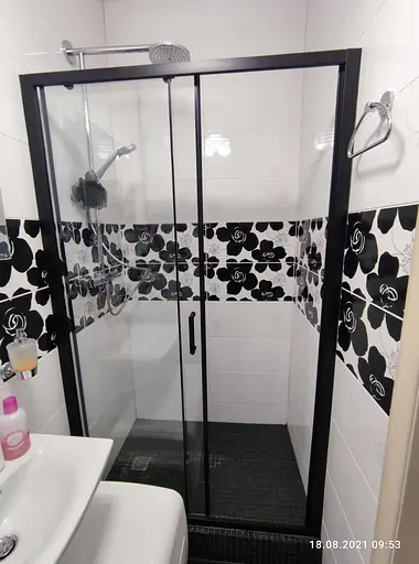 Душевые двери Dusel EF185B Black Matt 140x190, универсальные, прозрачный, черный матовый - фото 2