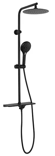 Душова система Rea Mike black чорний з термостатом і полицею REA-P0550, Чорний - фото 2