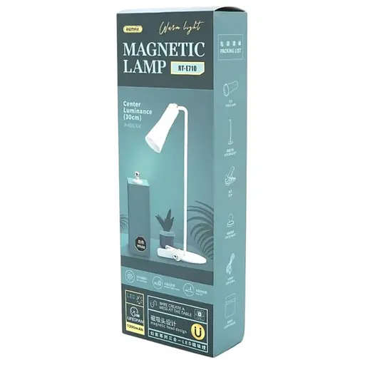 Настільна LED лампа Remax RT-E710 USB із прищіпкою 3W 4000K АКБ 1200 mAh висота 300 мм White Box - фото 4